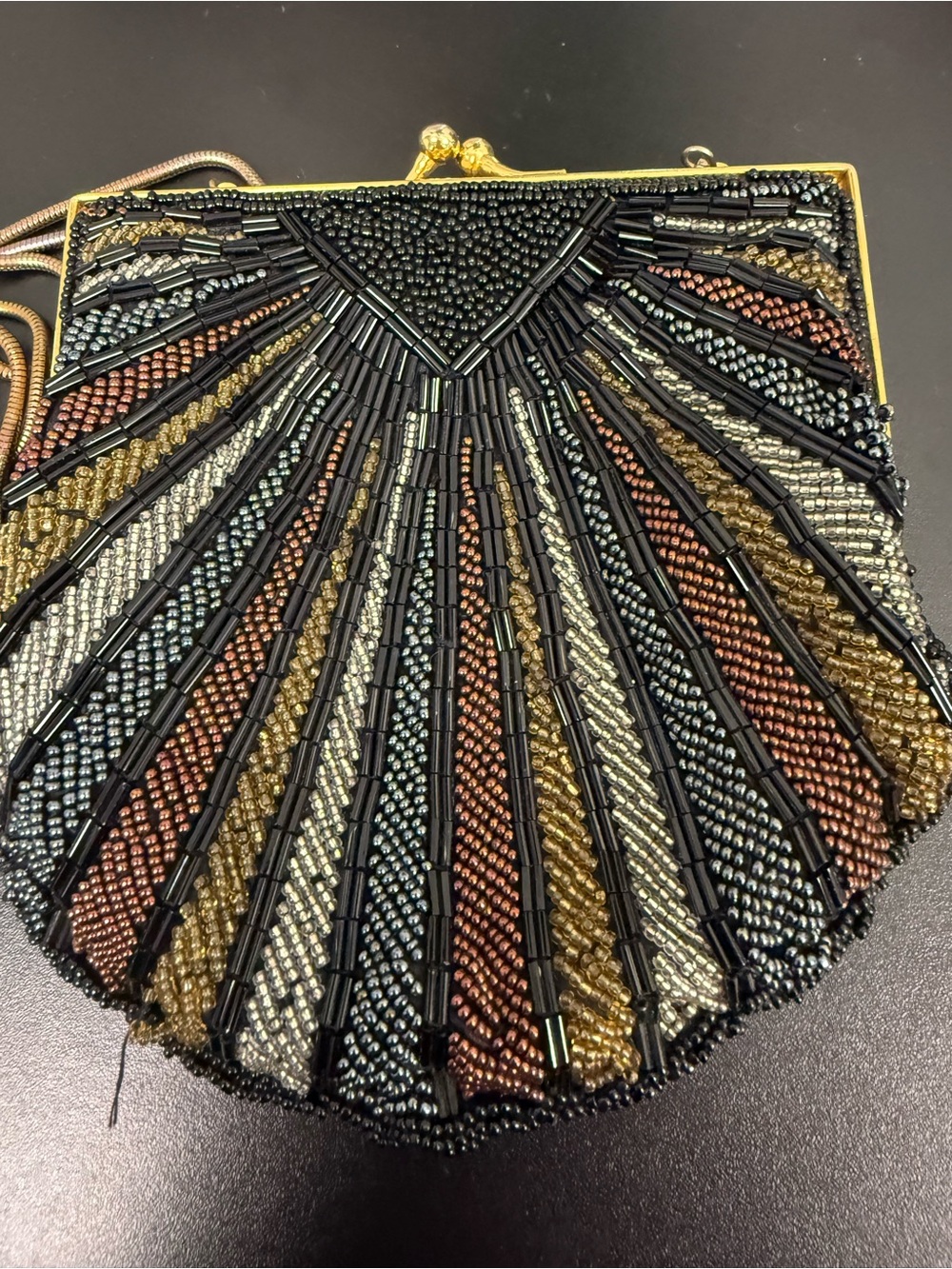 Beaded Shell Evening Clutch Bag - Multi Metallic Hilliard & Hanson